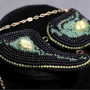 Handmade seed bead embroidered necklace
